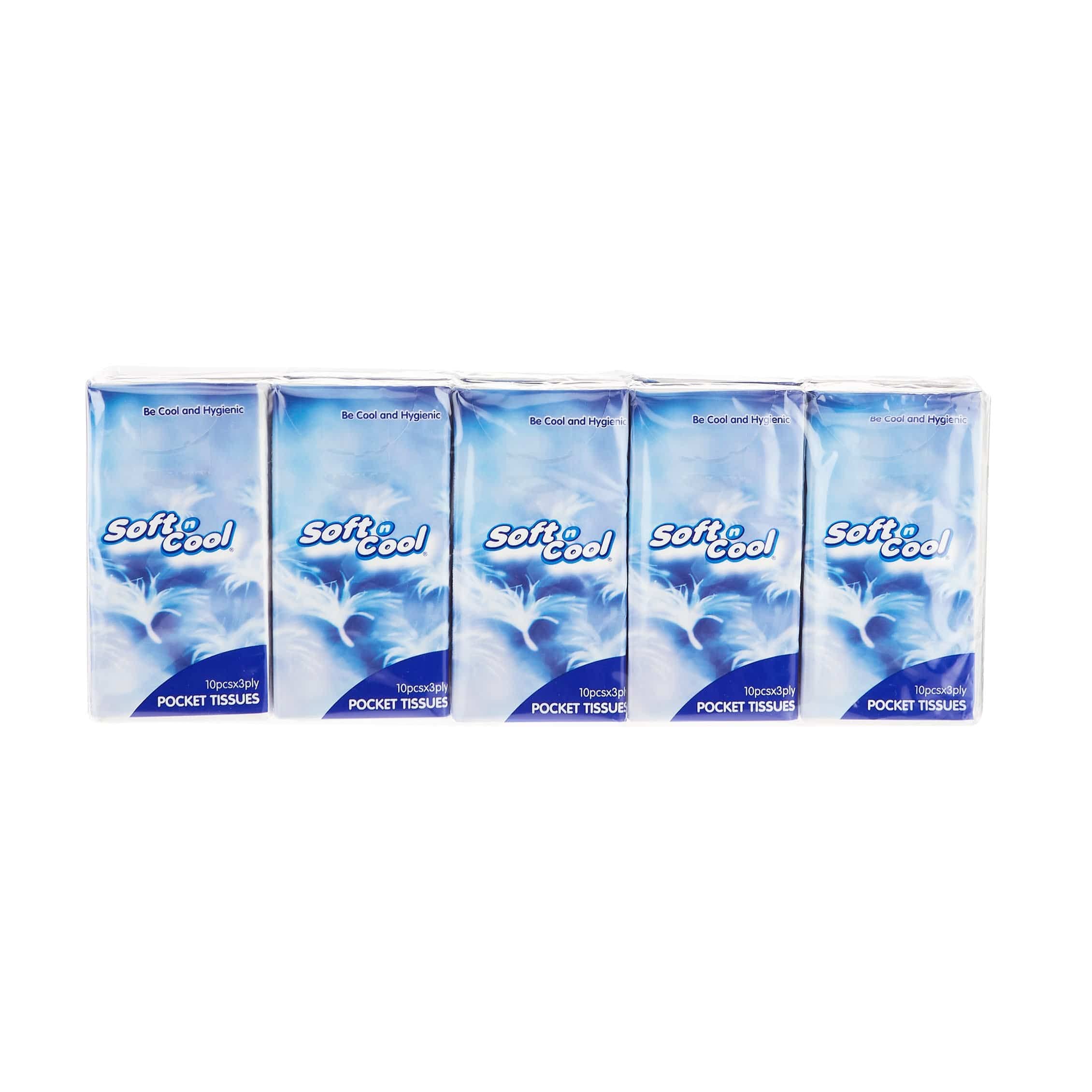 Soft N Cool Pocket Tissue 3Ply, 10 Pieces