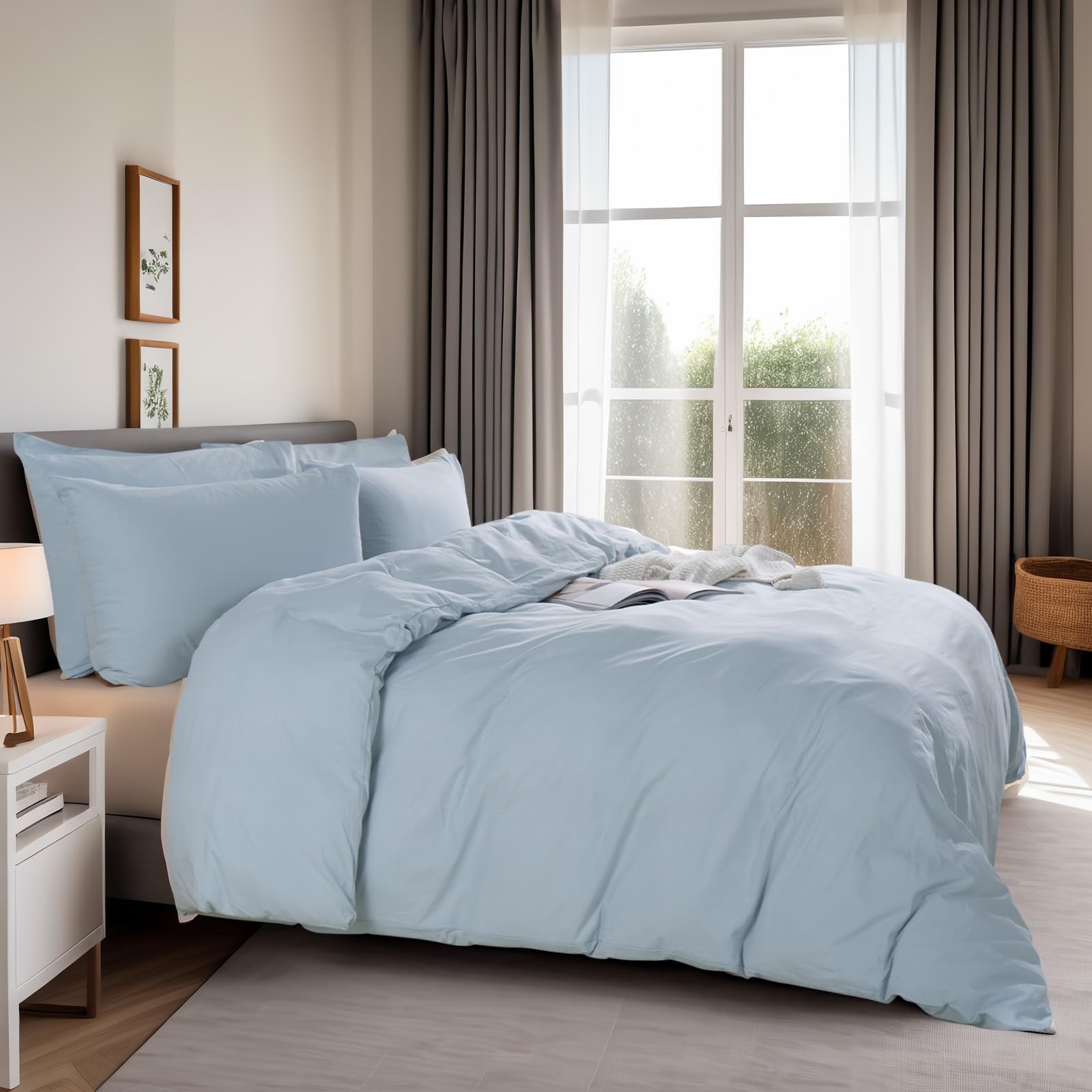 NEXHOME PRO Duvet Cover Set 100% Washed Cotton Kids Twin XL 66