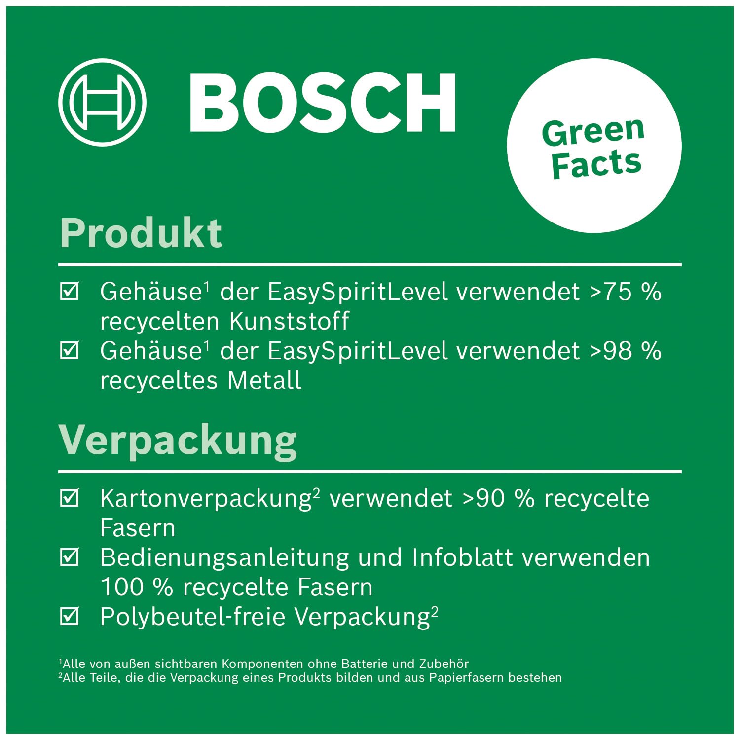 Bosch Wasserwaage EasySpiritLevel (intuitives LED-Konzept, Tonunterstützung, Neigungen bis zu +/-3°, 0,1° Genauigkeit bei 0°, 90°, 180° und 270°, aufgedruckte Skala, im E-Commerce Karton)