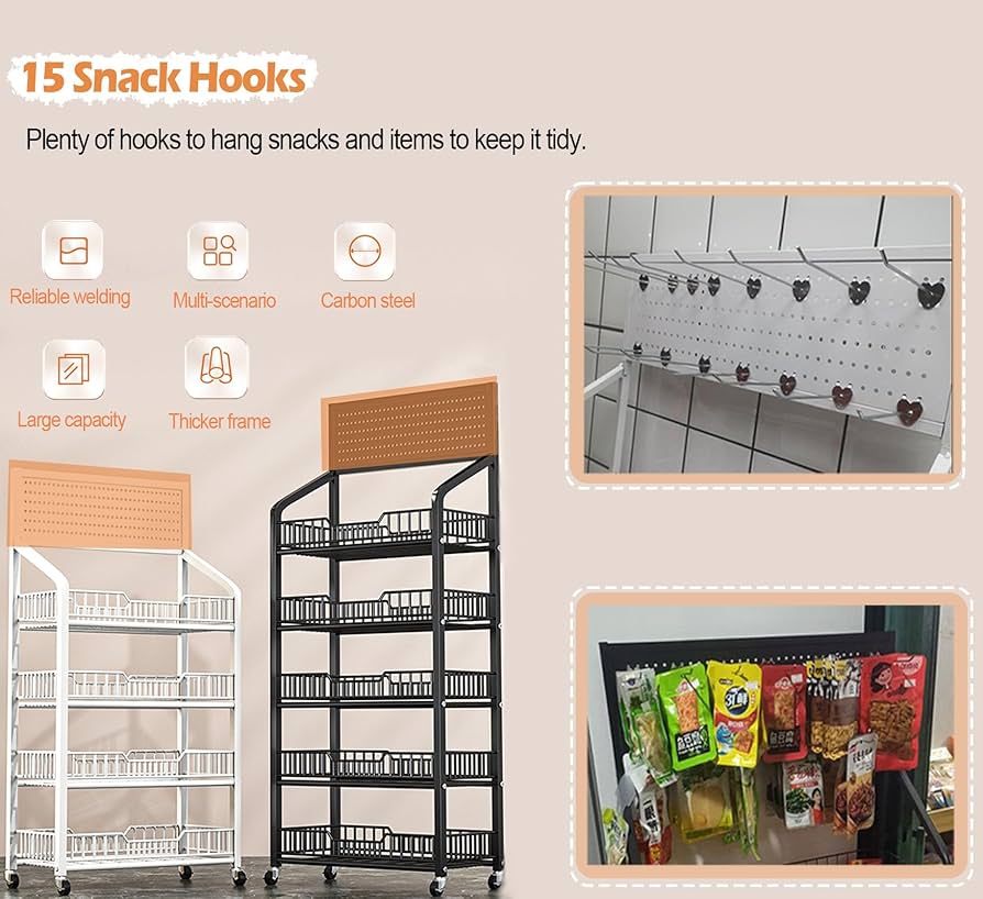 Amazon.co.jp: スーパーの棚 大型5段スナックディスプレイラック