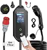EV Charger CEE 11kW, 3-phase, 6m, 8-16A the EV charger Type 2, Mobile Charging StationWallbox Charging Cable Type 2 with Digital LCD control for ID.5, Model Y3, e-up, e-tron, and other EV