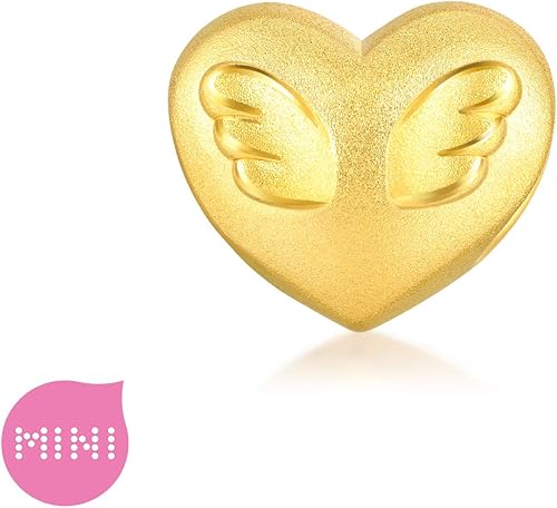 Miniatura 2 de CHOW SANG SANG 999 - Pulsera de oro macizo de 24 quilates con forma de corazón de alas de ángel para mujer 92394C, Metal, no conocido
