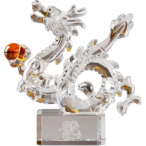 Crystal Dragon Zodiac Animal Ornaments Collectible Figurine Gifts Decoration Figurines Home Decor (White)
