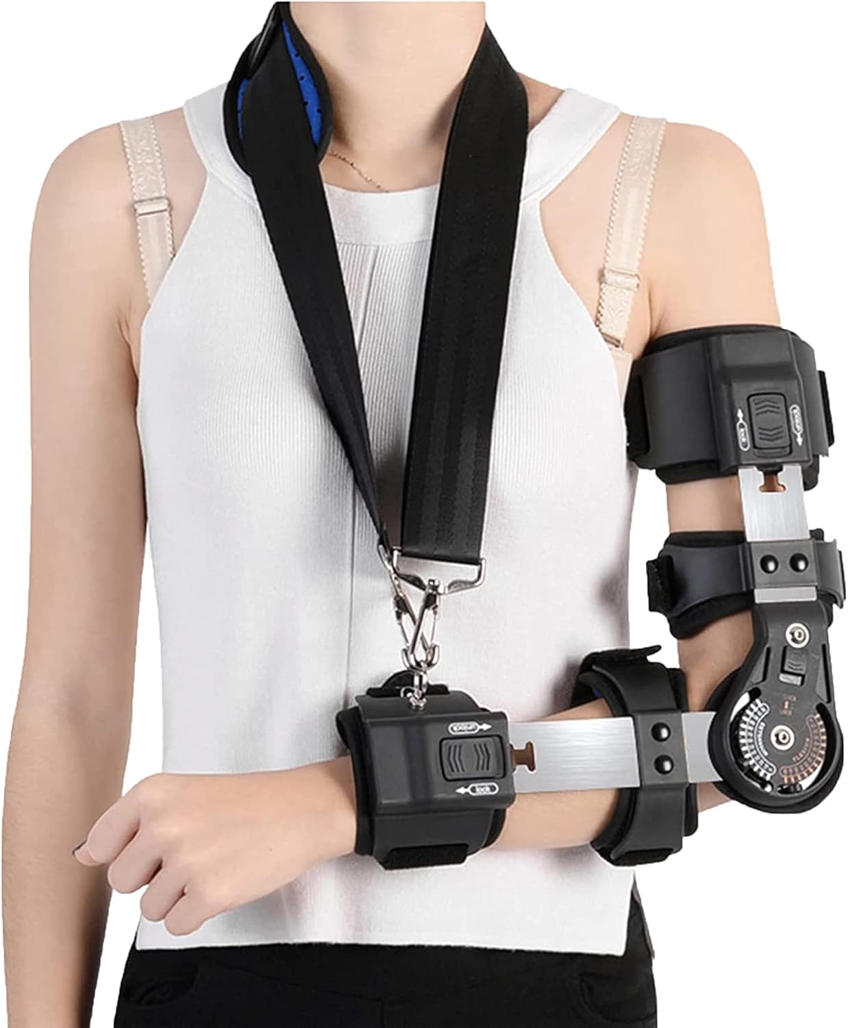 Hinged ROM Elbow Brace with Sling Surgery Recovery Ligament Tendon Repairs Injury Recovery Support Ligament and Tendon Repairs Surgery Injury Recovery Pain Relief for Men and Women,Left