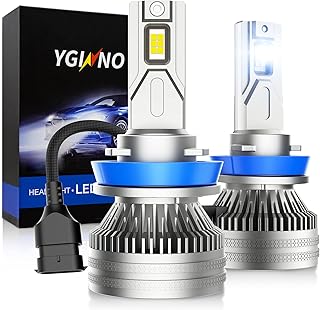 YGINNO H11 H8 H9 LED Headlight Bulbs, 2022 Upgraded 100W 20000 Lumens 600% brighter LED Headlights Conversion Kit, 1:1 Mini Size, 6500K Cool White, Pack of 2