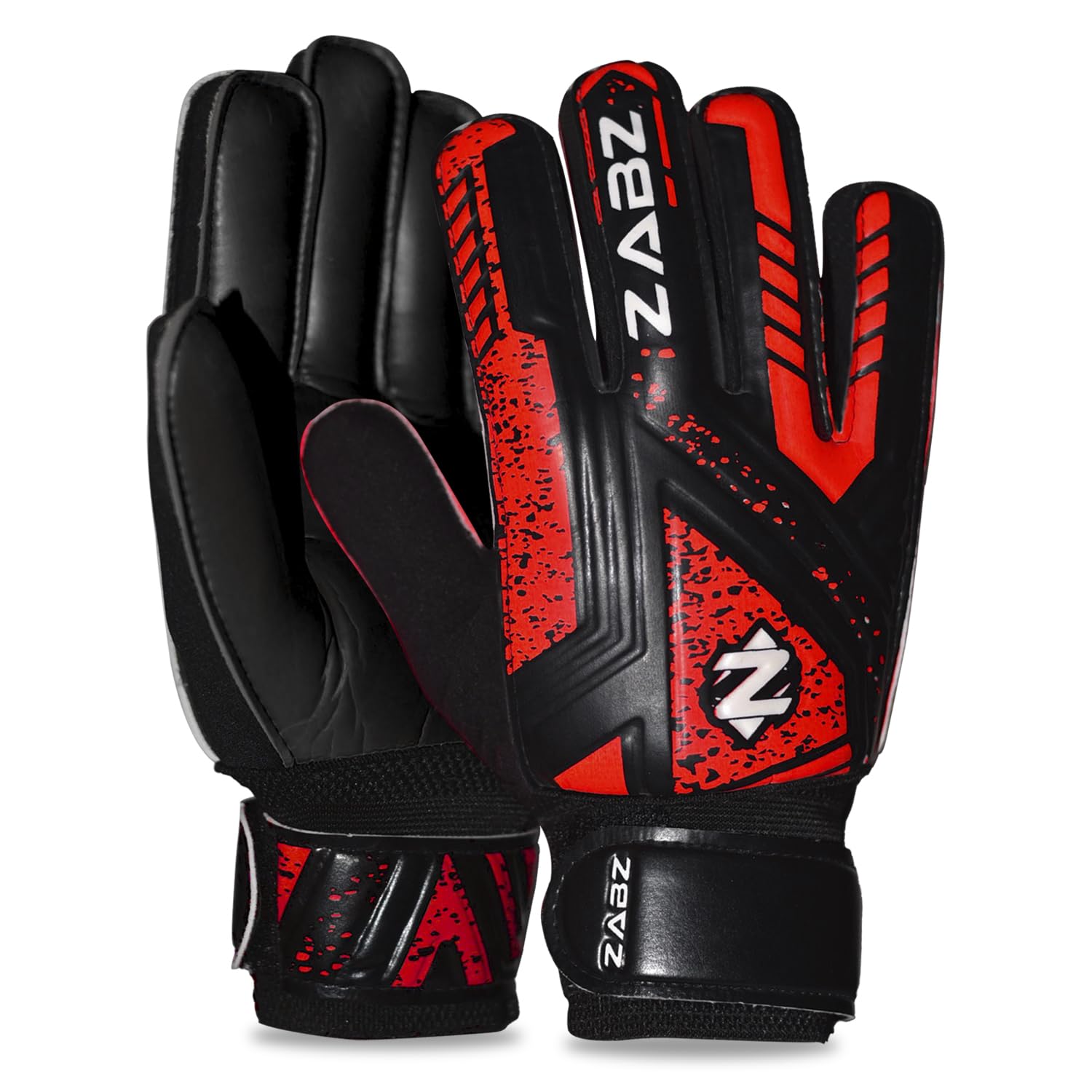 ZABZ Goalkeeper Gloves Non-slip Latex Material Soccer Goalie Football Goalkeeping Gloves Wrist Protection For Kids Youth and Adults (Red, Size 4 - Suitable for 6-9 Years)