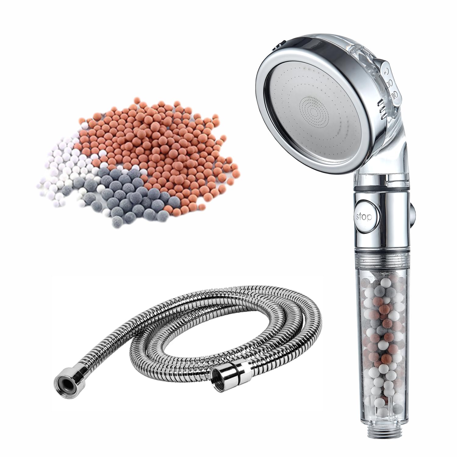 Douchekop Ionische Filter Filtratie Hoge Druk Waterbesparing 3 Modus Functie Spray Handheld Douchekop voor Droog Haar & Huid SPA (Wit