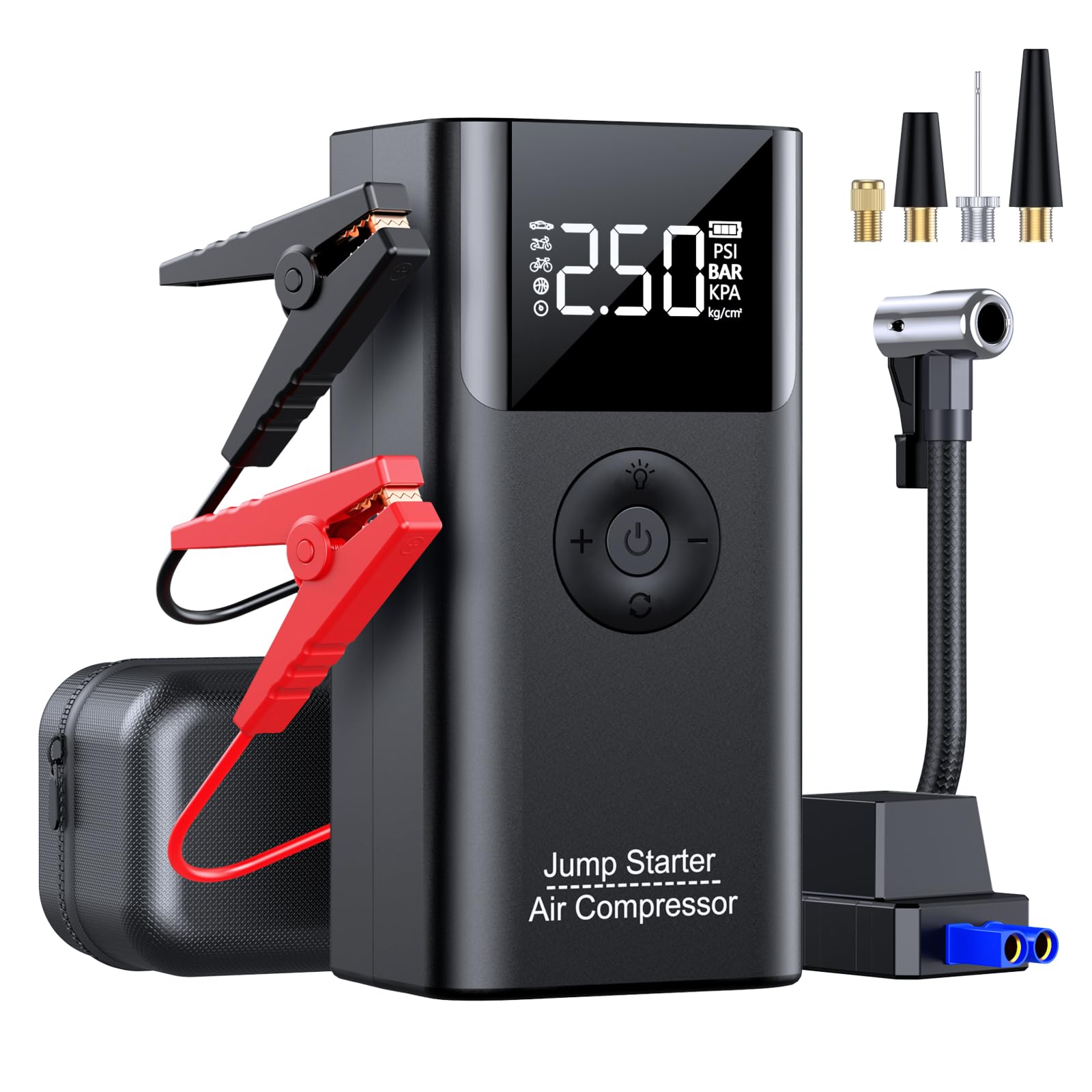 Jump Starter with Air Compressor, LERTIN 3500A 150PSI Portable Car Battery Jump Starter Pack, for Up to 9.0 Gas/8.0L Diesel Engine, 12V Jump Box with USB Quick Charge/3 Modes Lights/Large LCD Display