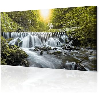 decomonkey Wandbilder Wasserfall 120x40 cm 1 Teilig Leinwandbilder Wanddeko