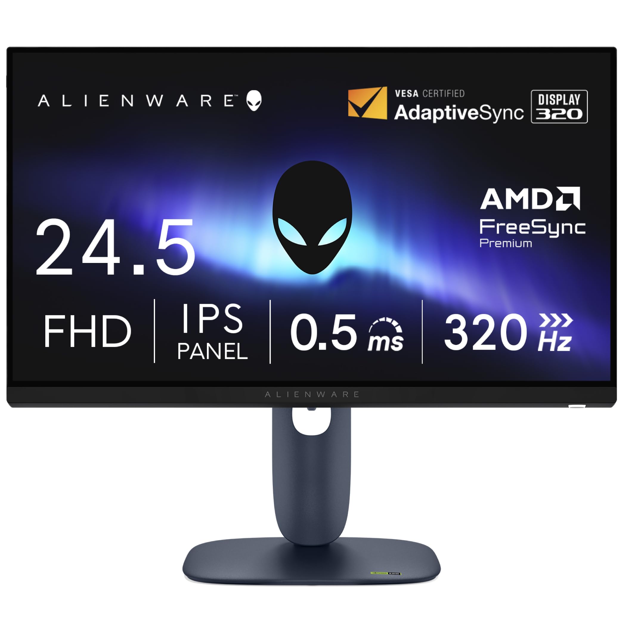 【Amazon.co.jp限定】Dell AW2525HM-A 24.5インチ Alienware ゲーミングモニター(無輝点5年保証/FHD/IPS,非光沢/DP 1.4×1,HDMI×2/sRGB 99%/縦横回転,高さ調整/0.5ms,320Hz(DP),255Hz(HDMI)/ G-SYNC Compatible,AMD FreeSync Premium)