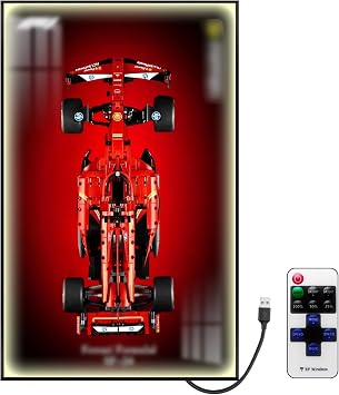 Car Wall Mount for Lego Ferrari SF-24 F1 42207, Display Wallboard with LED Lights for Car, Adult Collectibles Wall Mounted for Building Blocks, Gifts for Lego Lovers Excluding Cars