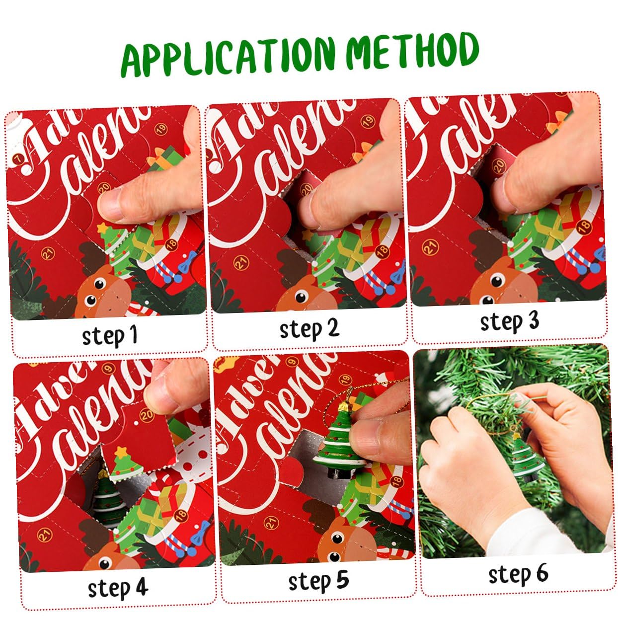 Garneck Calendario dell'Avvento di Natale con 24 decorazioni da appendere, calendario dell'Avvento di Natale, decorazioni da appendere all'albero di Natale
