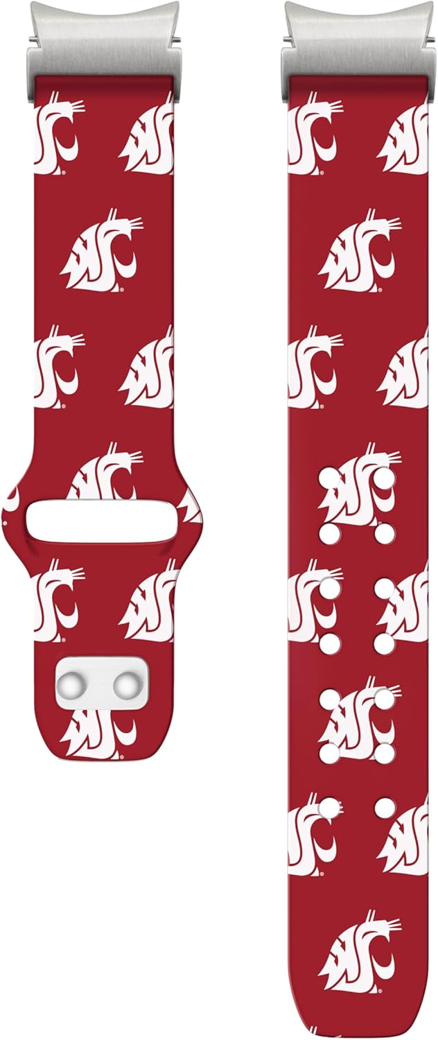Affinity Bands Washington State Cougars HD Fitted Watch Band Compatible with Samsung Galaxy Watch 4-7 (Long Repeating)