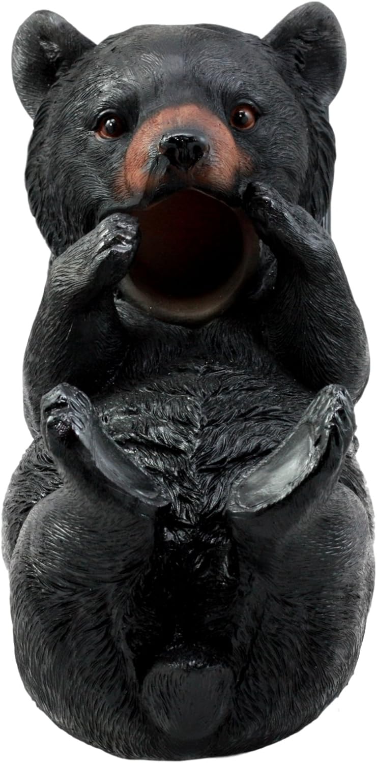 Ebros Grandfather Mountain Black Bear Wine Holder Figurine 9" Long Winter Hibernation Bear-Tonic Decor Sculpture