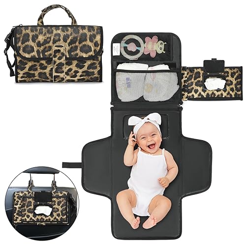 cambiador de pañales portátil para niñas y niños recién nacidos, kit de viaje, cambiador Daiper impermeable, bolsa de toallitas y bolsa Daiper,