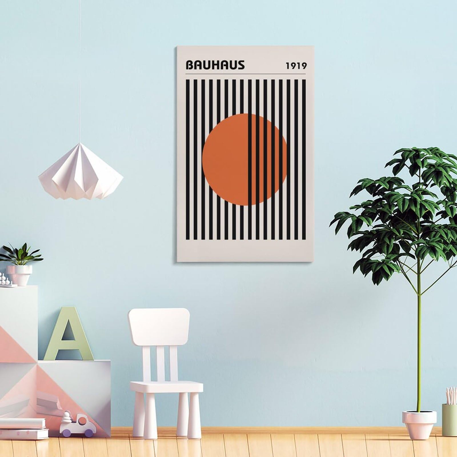 Affiches Abstraites Bauhaus Sur Toile - Lot De 3 Impressions 50x70 Cm, Décoration Murale Moderne Orange Et Géométrique