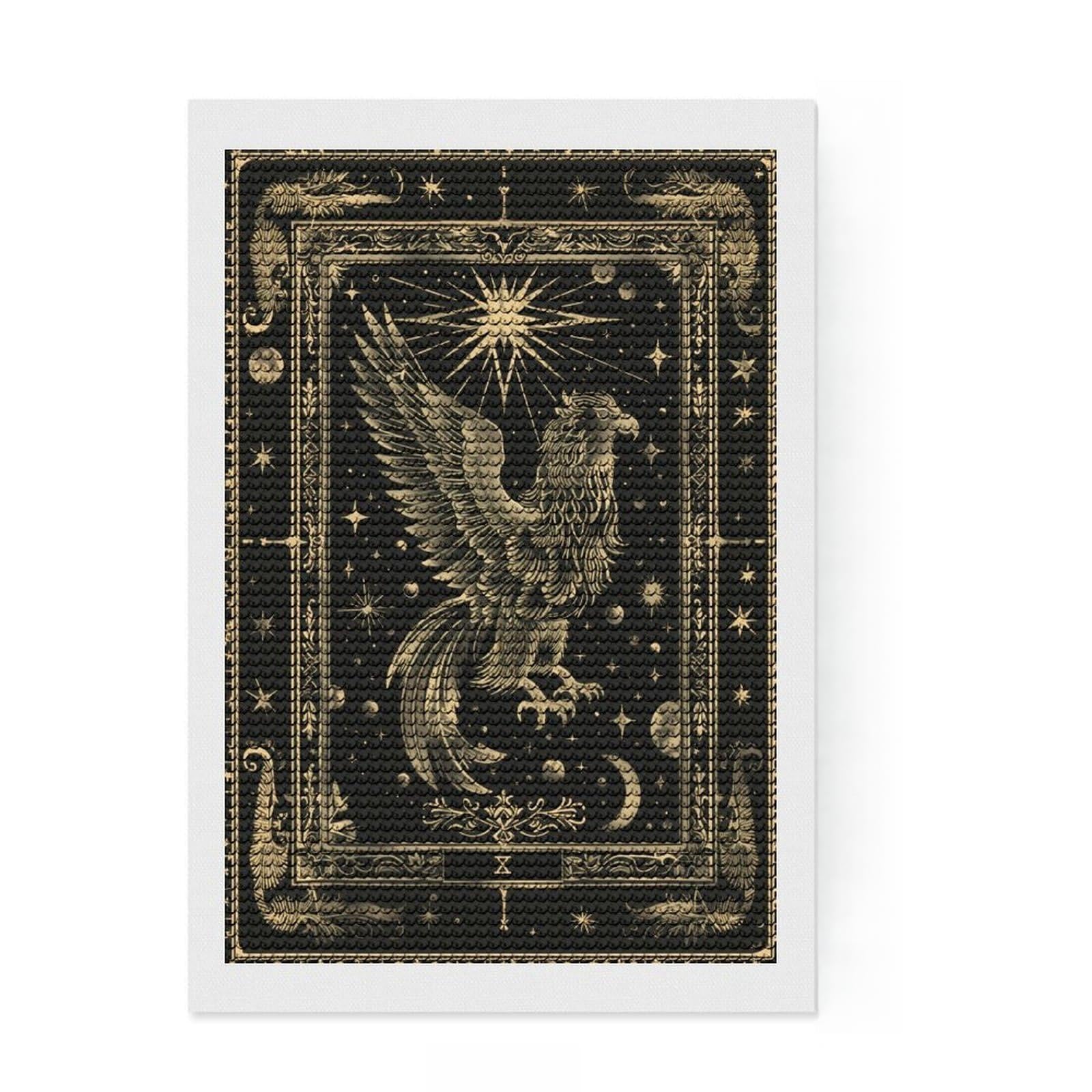 Junmoney Stellar Griffin DIY Diamond Art Canvas Kit 8"x12", Easy to Enjoy, Easy Handmade Project, Cosy Home Accent, Festive Craft Gift