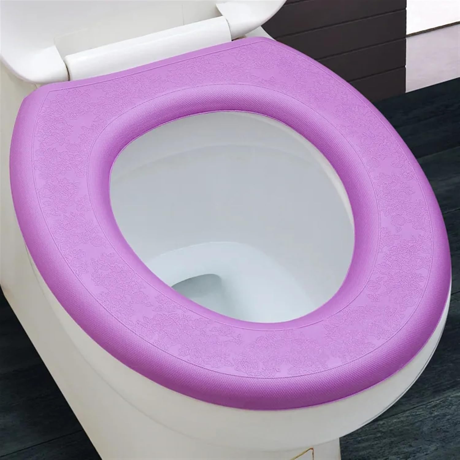 litts Toilet Seat Cover Waterpoof Soft Closestool Mat Bathroom Pad O-Shape Toilet Seat Bidet Toilet Cove (Size : Purple)