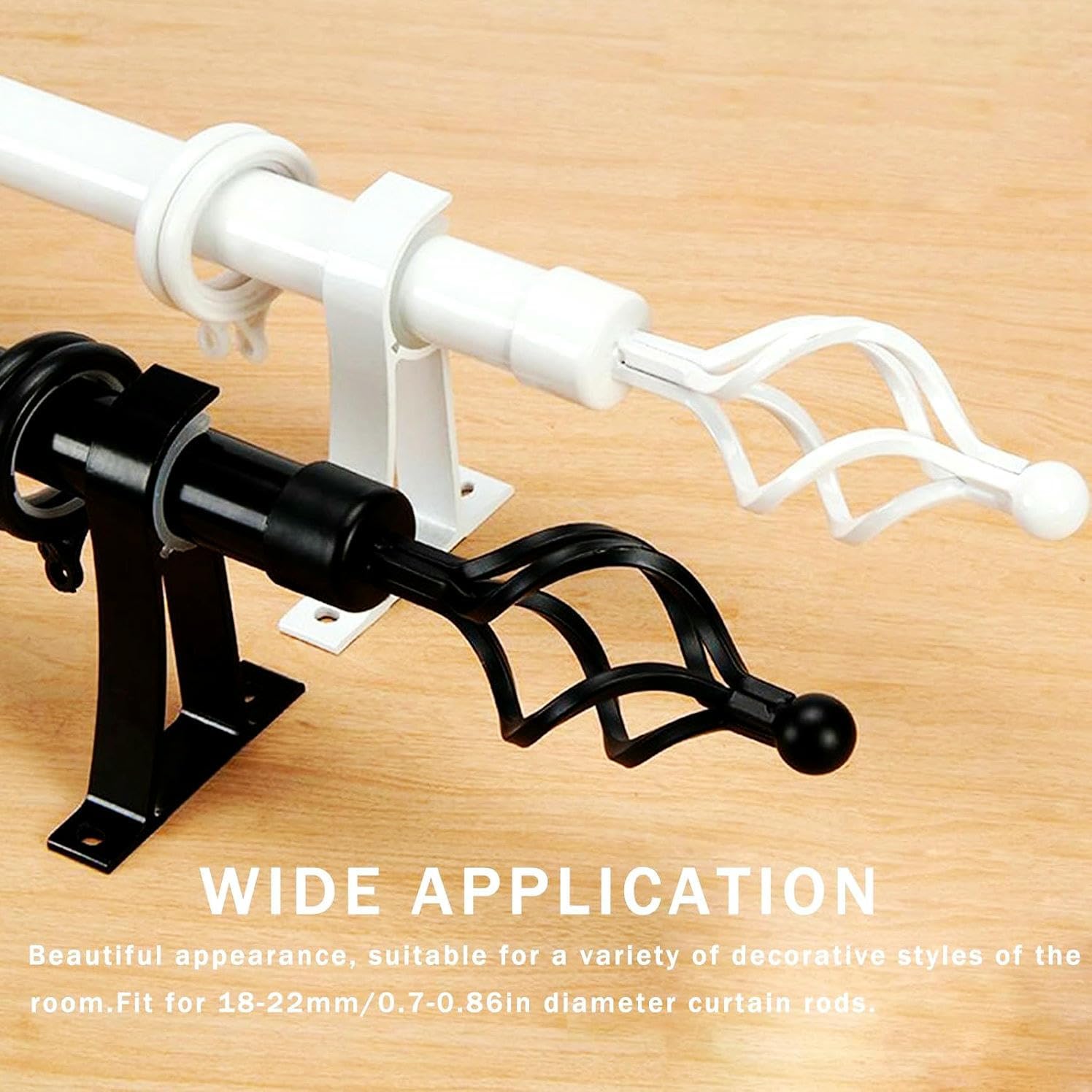 Curtain Rod Finial 22mm 25mm 28mm 4PCS Iron Twist Head Roman Rod Decorative end Accessories Black 25mm