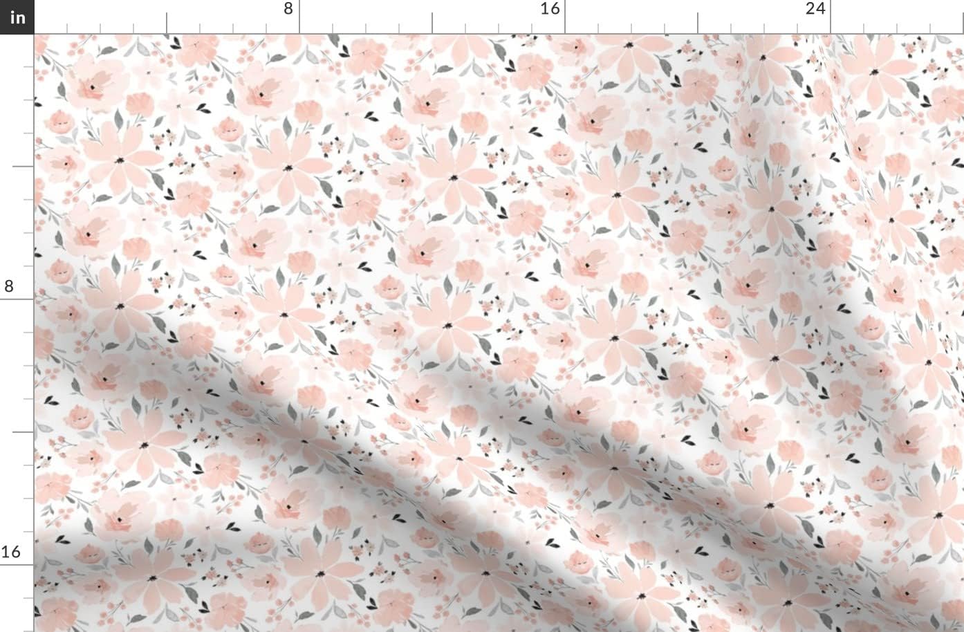 Spoonflower Fabric - Bloom Blush Pink White Printed on Organic Cotton Sateen Fabric by The Yard - Sewing Quilting Apparel Home Decor