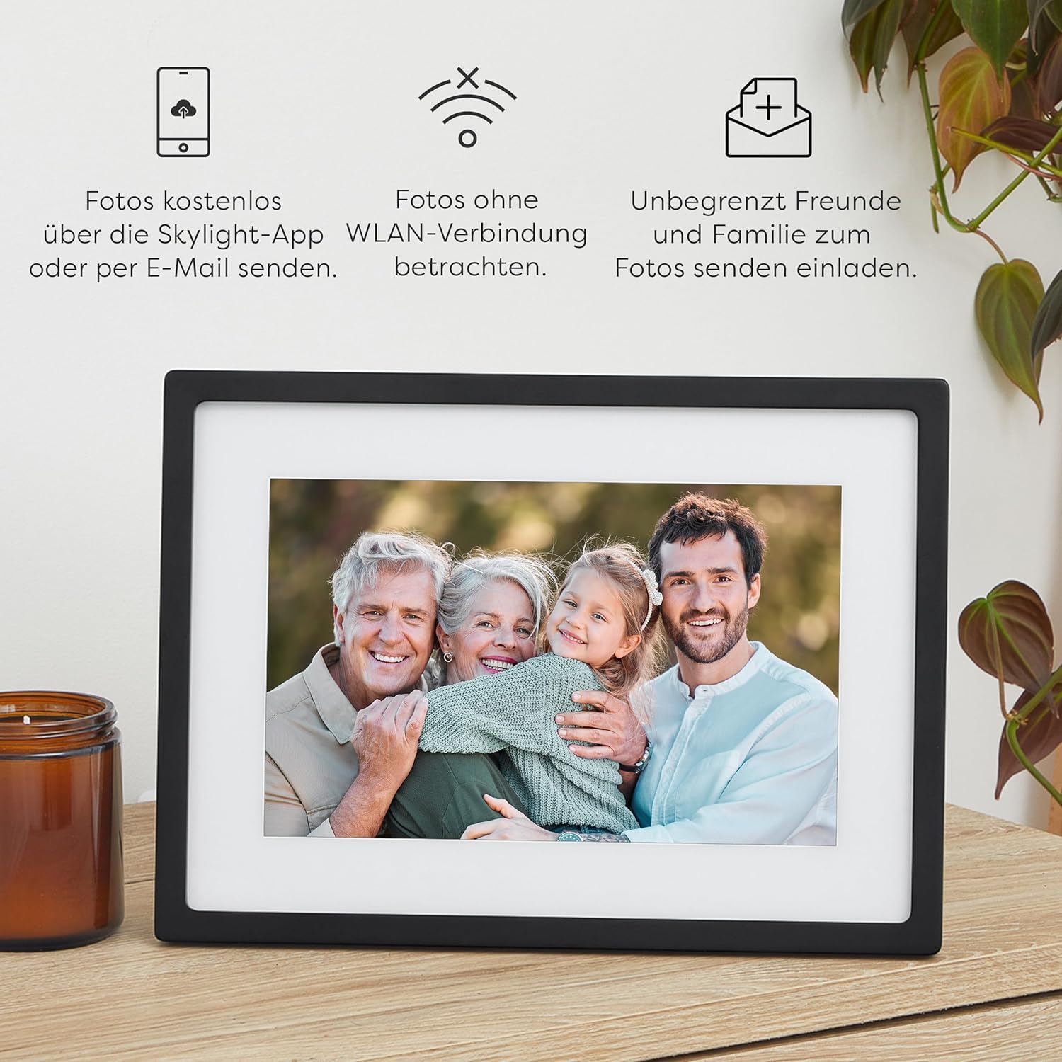 Skylight Frame - WLAN Digitaler Billderrahmen, 10 Zoll Touch-Screen, Fotos sofort per E-Mail oder App senden, Cloud Storage - tolles Geschenk