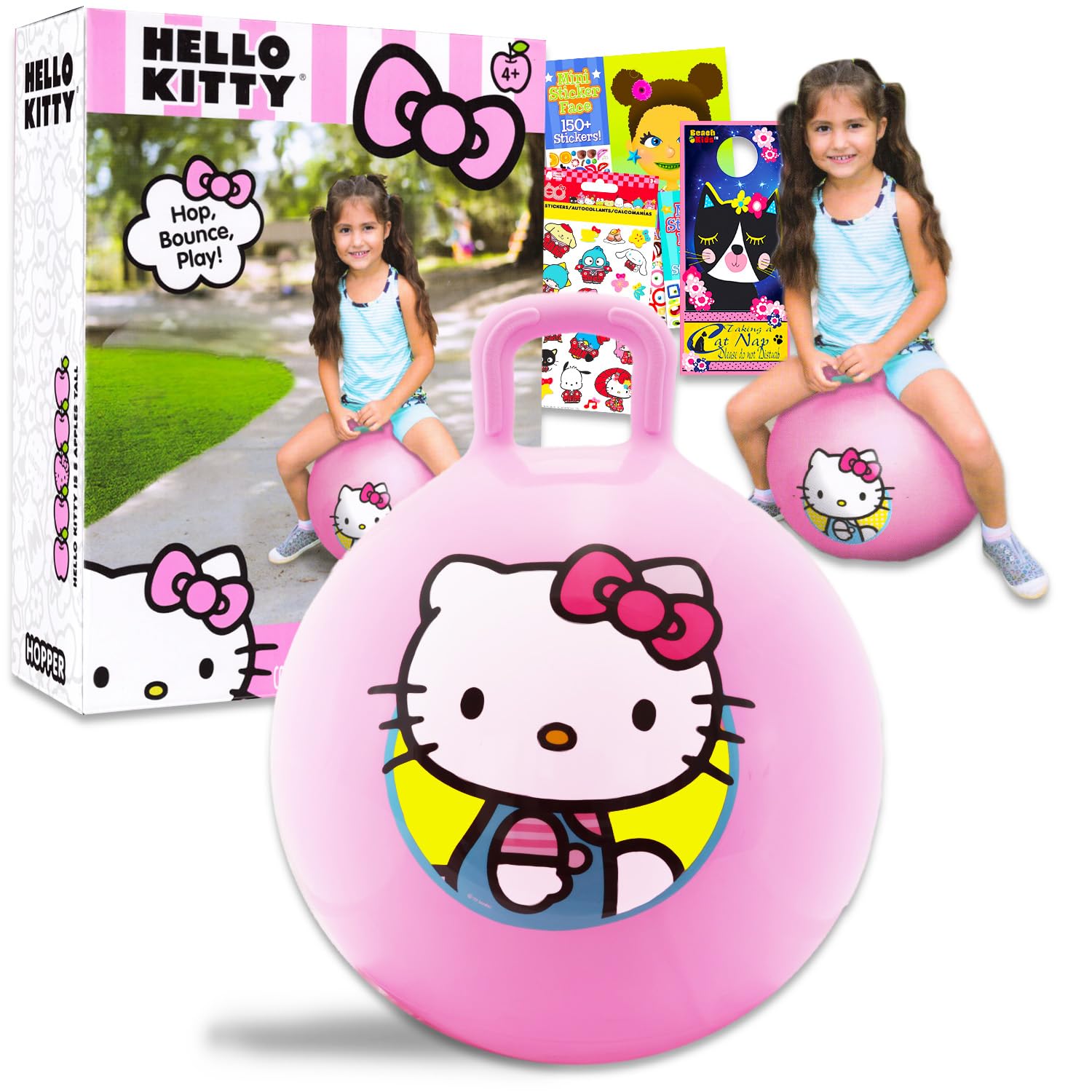Hello Kitty Hopper Ball Set - Palla da 38,1 cm per attività all'aperto e feste per bambini, con adesivi