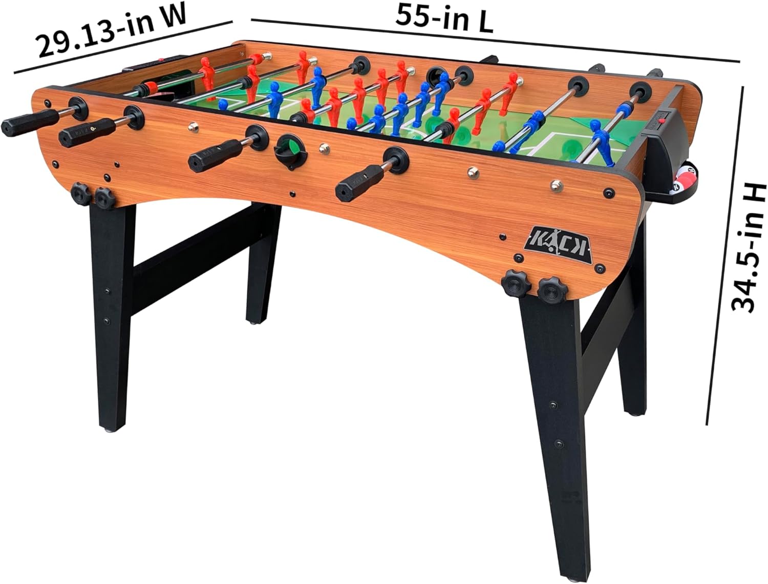 KICK Phoenix 55" Folding Foosball Table – Full-Size Indoor Foosball Table for Adults – 6 Foosballs, Telescopic Rods, No-Slip Wooden and Black ABS Handles, Scratch-Proof Finish
