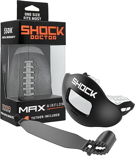 Vista 19 de Shock Doctor Protector de labios, protector bucal para adultos y jóvenes de fútbol americano con correa, boquilla de fútbol americano transpirable