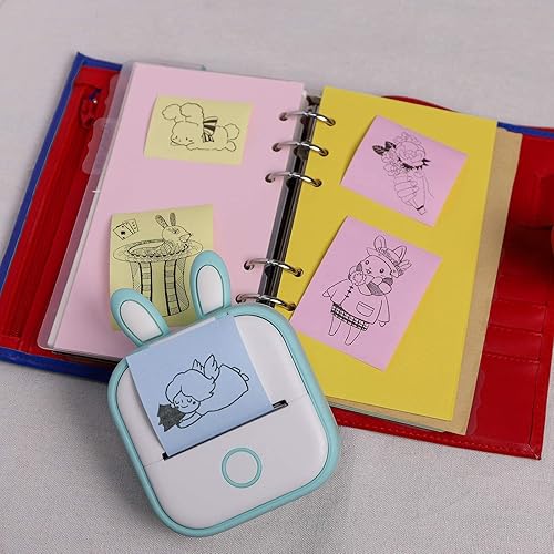 Miniatura 3 de Memoqueen T02 - Impresora fotográfica térmica de bolsillo con papel térmico rosaamarilloazul papel de color no adhesivo 2087in x 213ftrollo texto