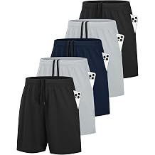 HOPLYNN 5 Pack Mens 7 Athletic Mesh Basketball Shorts with Pockets