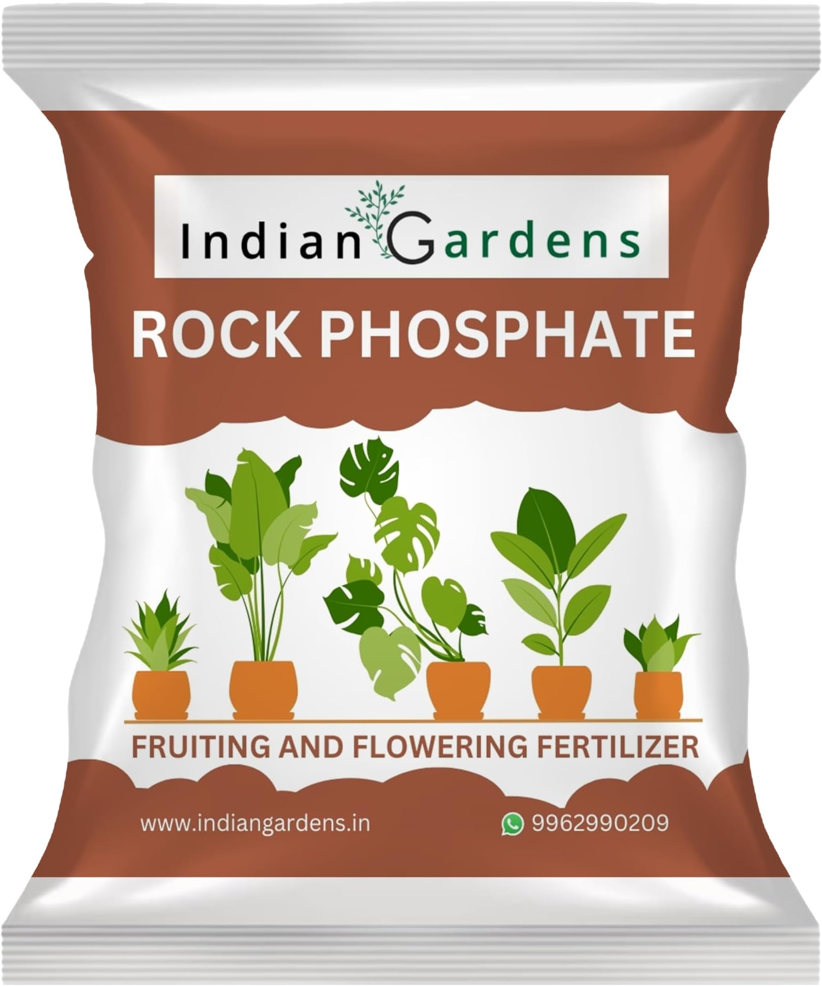 Indian Gardens - Rock Phosphate Fertilizer | Organic Phosphorus Source for Root Growth & Flowering | Slow Release Soil Conditioner | For Home Garden, Terrace & Agriculture Plants - 900 Grams