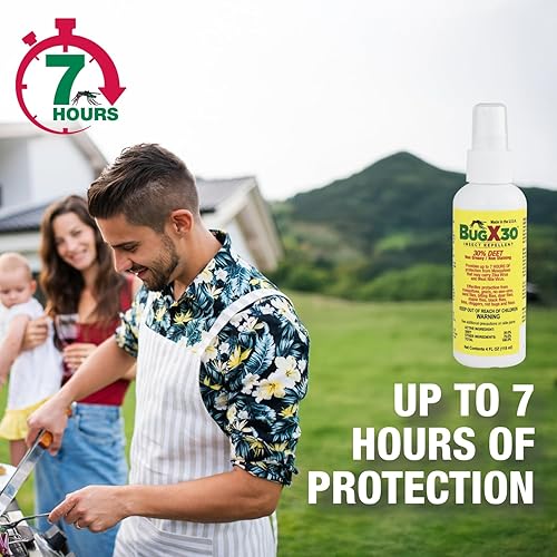 Miniatura 6 de Bug X 30 Spray repelente de mosquitos, garrapatas e insectos con 30% DEET (botella de 8 onzas), más de 7 horas de protección contra 12 tipos de
