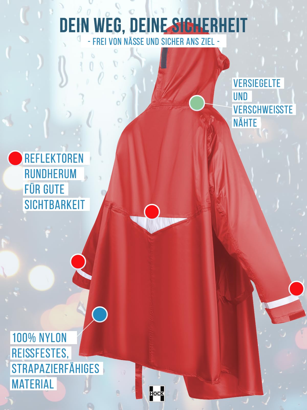 HOCK E-bike Poncho Poncho con mangas Unisex adulto