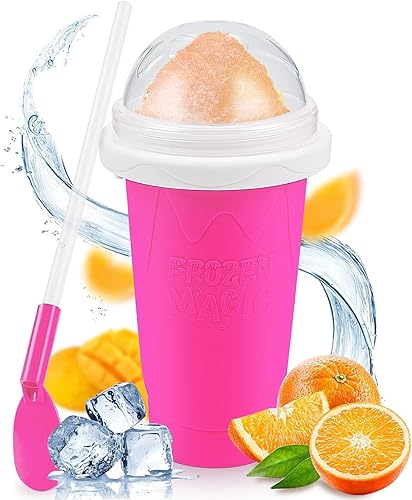 TIK TOK - Taza para hacer granizados mágicos de congelación rápida taza portátil de doble capa máquina de granizados con popote y cuchara máquina de