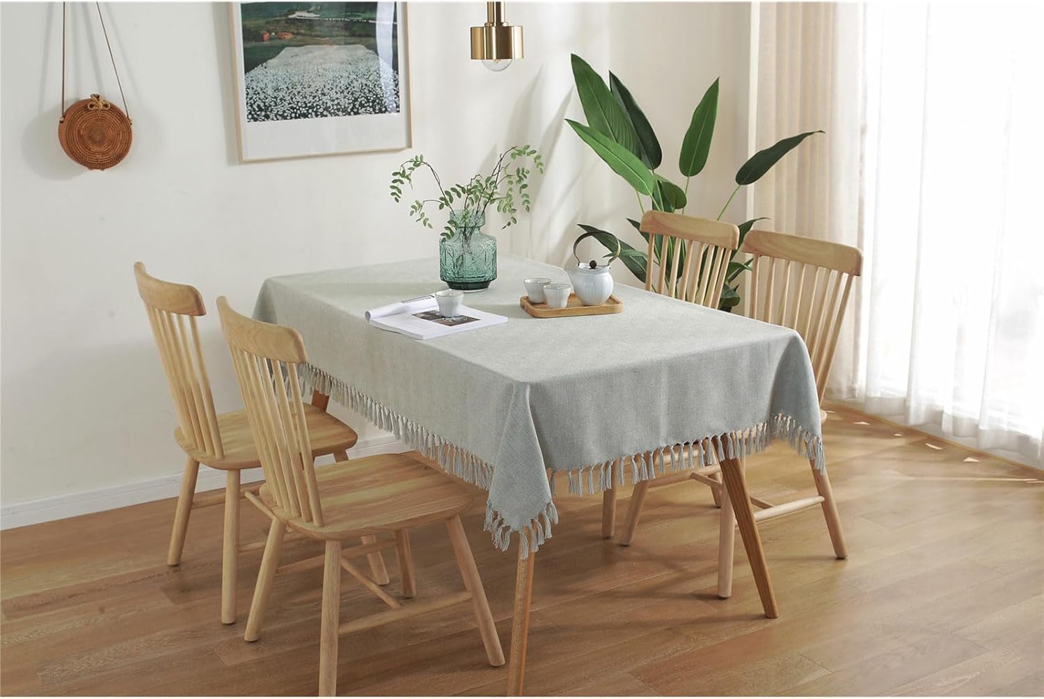 Solid Color Tassel Rectangular Tablecloth Household Tablecloth Home Tablecloth Coffee Table Cloth Dustproof Tablecloth,D,60 * 60cm