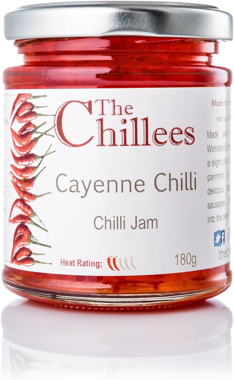 The Chillees Cayenne Sweet Chilli Jam 180g Jar Heat Rating 2
