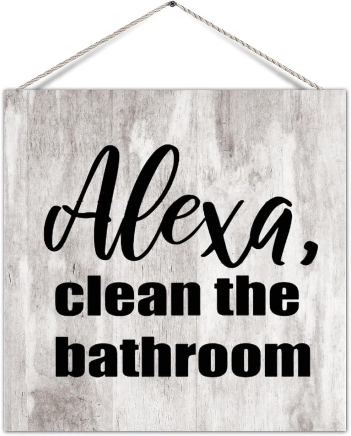 Amazon.com: Aesthetic Farmhouse Bathroom Sign Alexa Clean The Bathroom ...