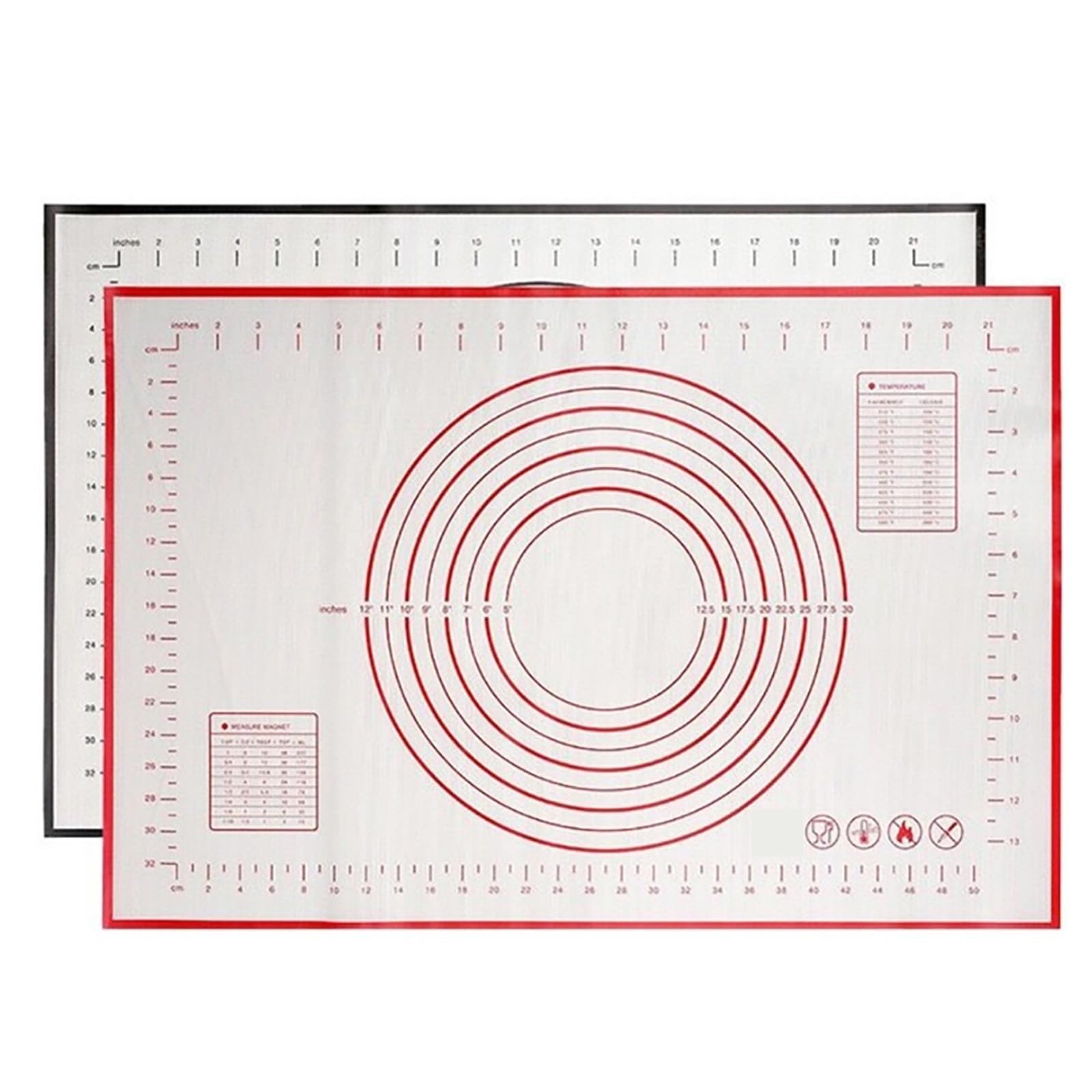 Übergroße 60 cm Silikon-Knetunterlage for Ausrollen von antihaftbeschichteten Gebäckwerkzeugen for Crêpes und Pizzateig Für Teig(Black,40x60cm)