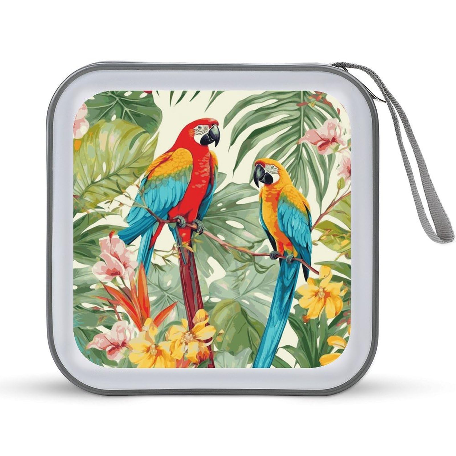 Funda para CD con correa de mano y diseño botánico anticaídas