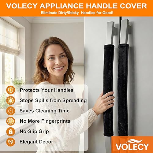 Miniatura 7 de Juego de 6 fundas de terciopelo para manijas de puerta de refrigerador, mantiene el electrodoméstico limpio para refrigerador, microondas, estufa,