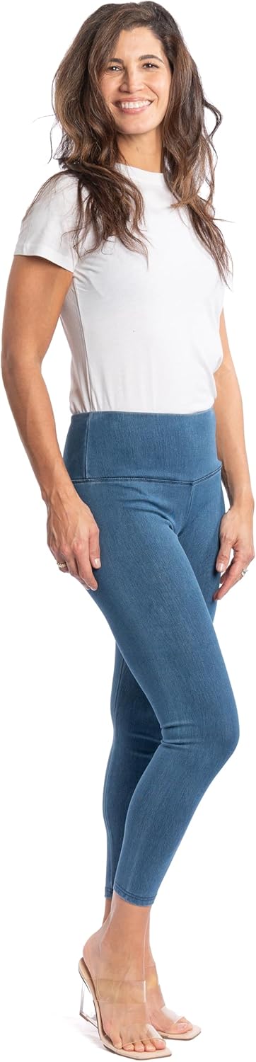 INTRO. Tummy Control High Waist Pull-On Cotton Poly Spandex Legging Denim - Image 7