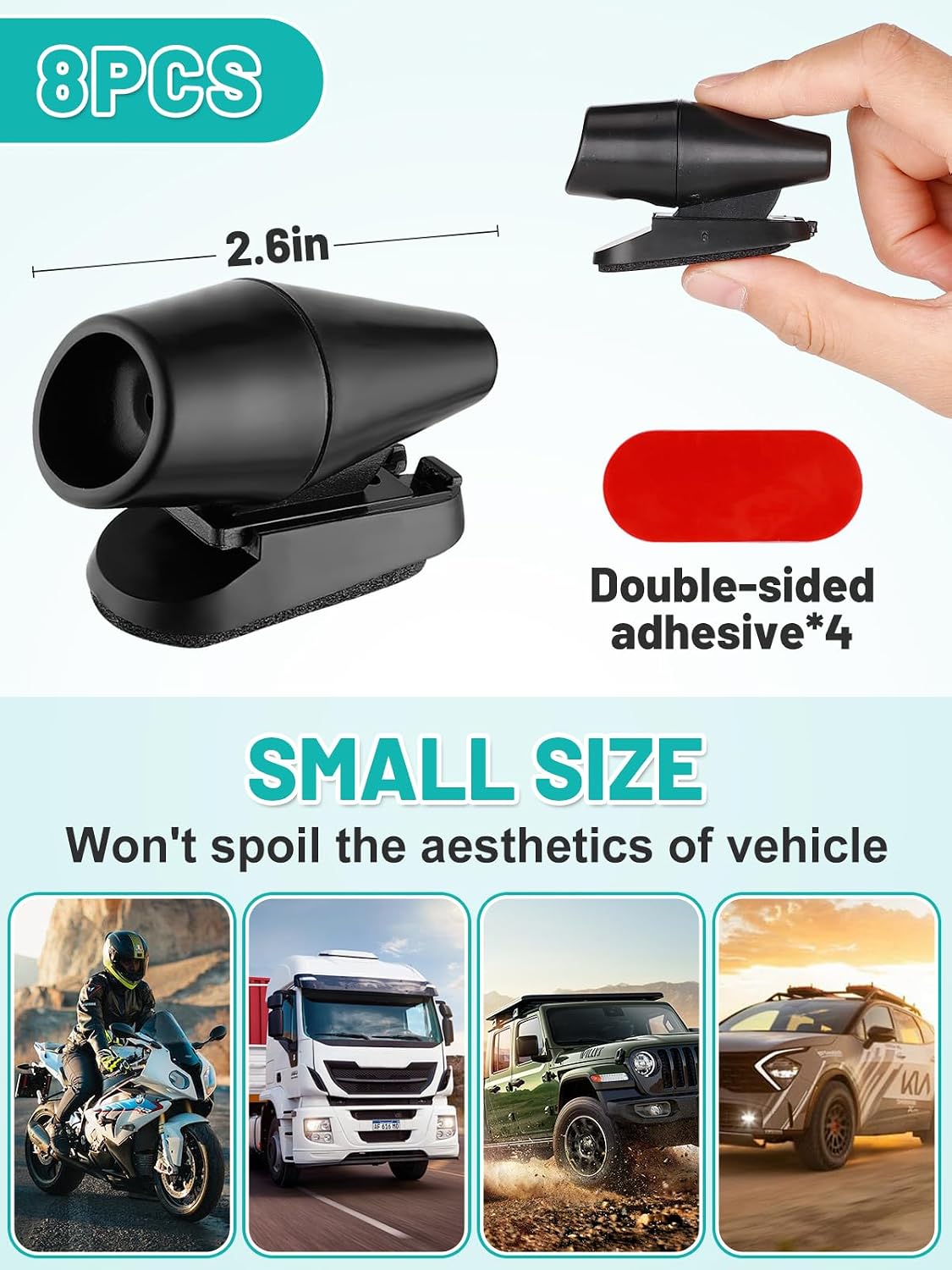 8PCS Wind & Ultrasonic Deer Safe Whistles for Vehicles - Deer Horn with Self-Adhesive Tape, Automotive Safety Kits for Car Avoid Collisions