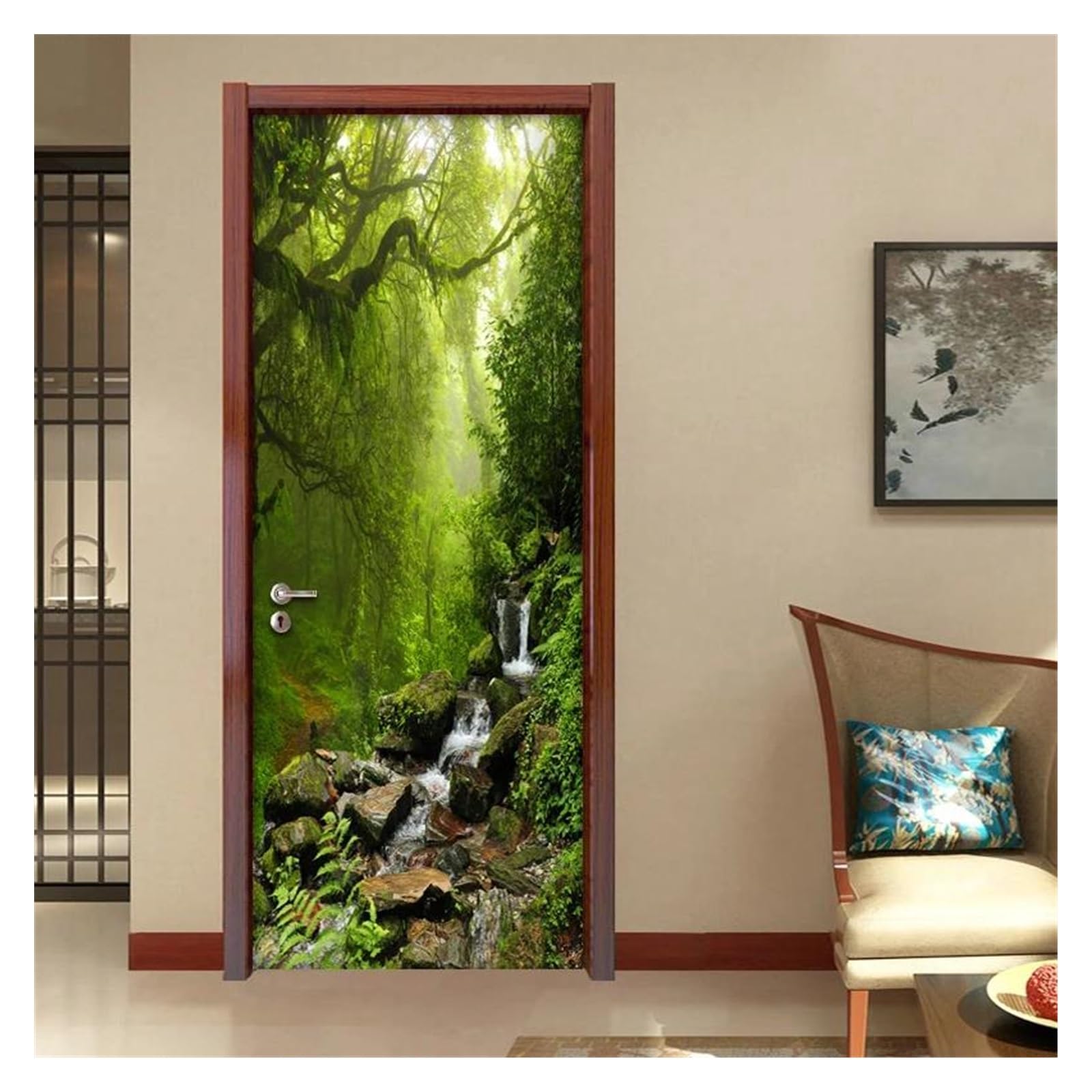 Papier peint auto-adhésif pour porte 77x200cm pour masquer une porte usée