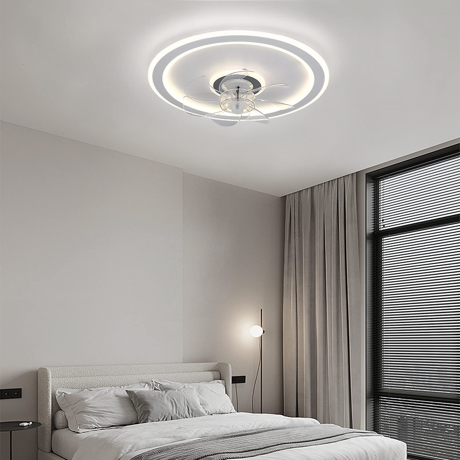 JDONG Deckenventilator mit Beleuchtung und Fernbedienung 54W LED Leise Deckenleuchte Ventilator Mit Dimmbar Timer Einstellbare Windgeschwindigkeit für Wohnzimmer Esszimmer Schlafzimmer 47CM…