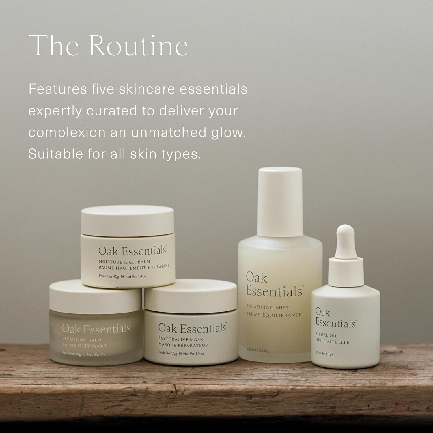 Oak Essentials The Routine At-Home Facial Gift Set | 5-Step Anti-Aging Skincare Routine with Blue Tansy Oil, Cleansing Balm & Face Mask - Image 2