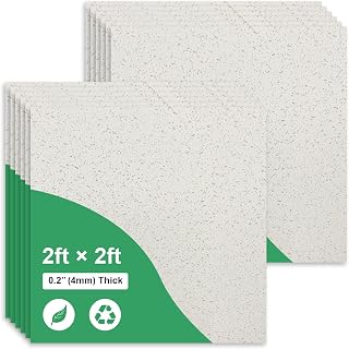Gigrwiin 2x2 ft PVC Ceiling Tiles - Waterproof, Washable, Fire-Rated Drop-In Panels, 24x24in Pack of 12 Covers 48 Sq Ft