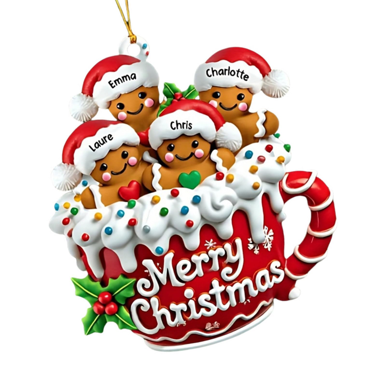KAQNTUD Gingerbread Man Christmas Tree Decoration for Indoor and Outdoor Use, Shatterproof Acrylic Gingerbread Ornament for Mantles, Home Office, Gingerbread Man, Christmas Tree Hanging Decoration