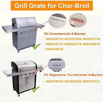Infrared Emitter Grate and Cooking Grate Grill Replacement Parts for Charbroil - 4 burner 463242715 463257520 463276016 463242716 466242715 466242815 466242716 G533-2200-W1 G541-0016-W2 G533-0009-W1A