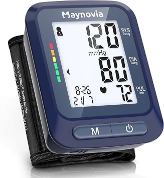 Wrist Blood Pressure Monitor, 2x60 Memory, 5.3-8.5 in Cuff, Blue