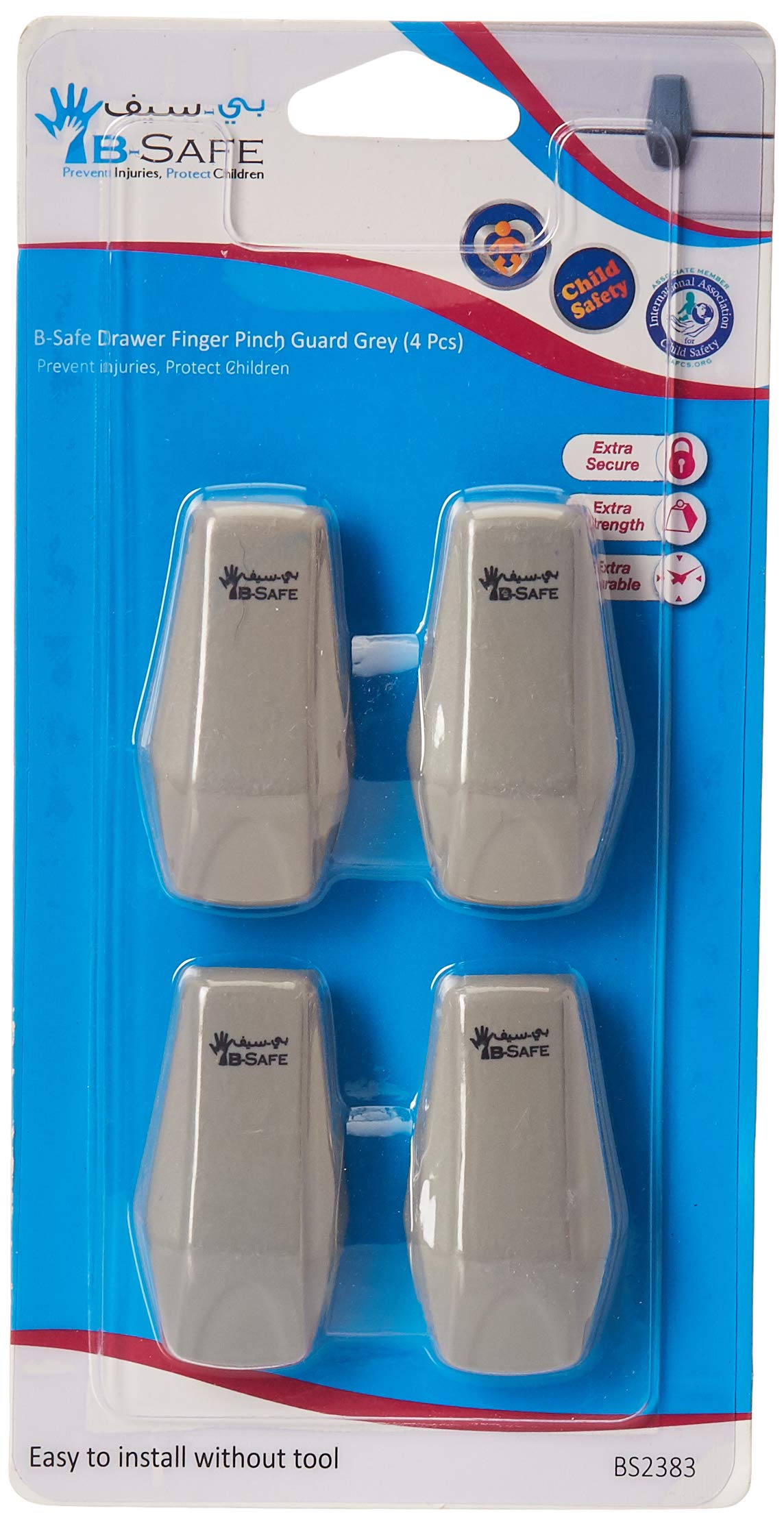B-safeDrawer Finger Pinch Guard 4-Pieces, Grey